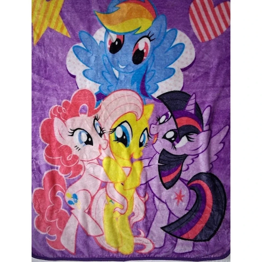 Pre-Owned My Little Pony Purple Throw Blanket Fleece Kids Girls Soft 40x50